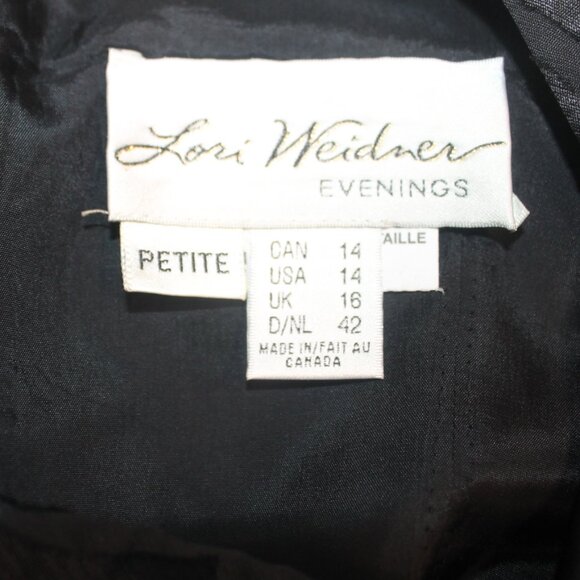 LORI WEIDNER Black Formal Dress Woman Size 14 Petite Maxi Length Sheath Boa Vtg. - Picture 12 of 12